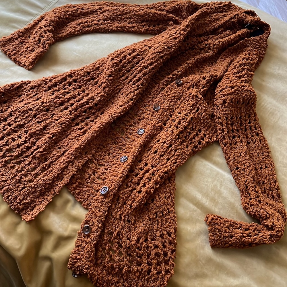 Buckle long burnt orange 🍊 sweater jacket gorgeous 🥰